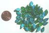 50 12x6mm Kelly Green AB Narrow Leaf